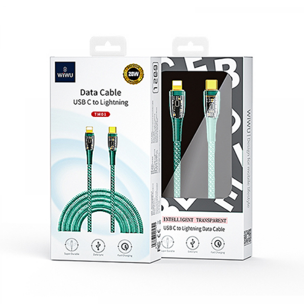 WIWU 20W INTELLIGENT TRANSPARENT TYPE-C TO IOS FAST CHARGING & DATA CABLE | TM01 |