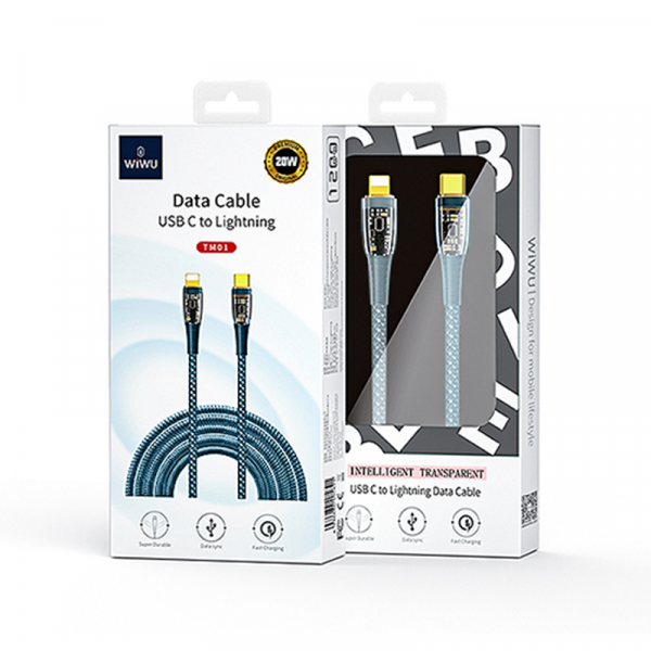 WIWU 20W INTELLIGENT TRANSPARENT TYPE-C TO IOS FAST CHARGING & DATA CABLE | TM01 |