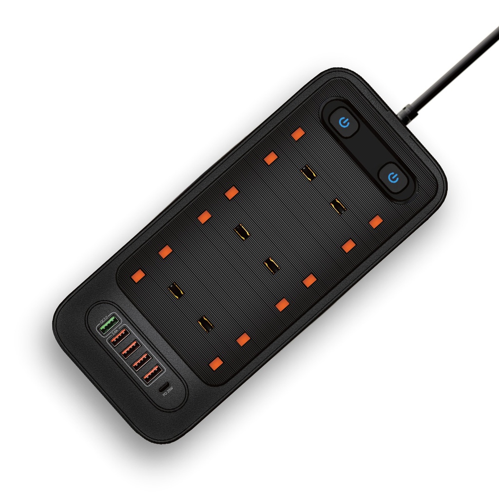 7MD STORE 3,000W MULTI-PORT POWER SOCKET & CHARGING STATION 2 METER WIRE LENGHT WITH SMART IQ SAFETY