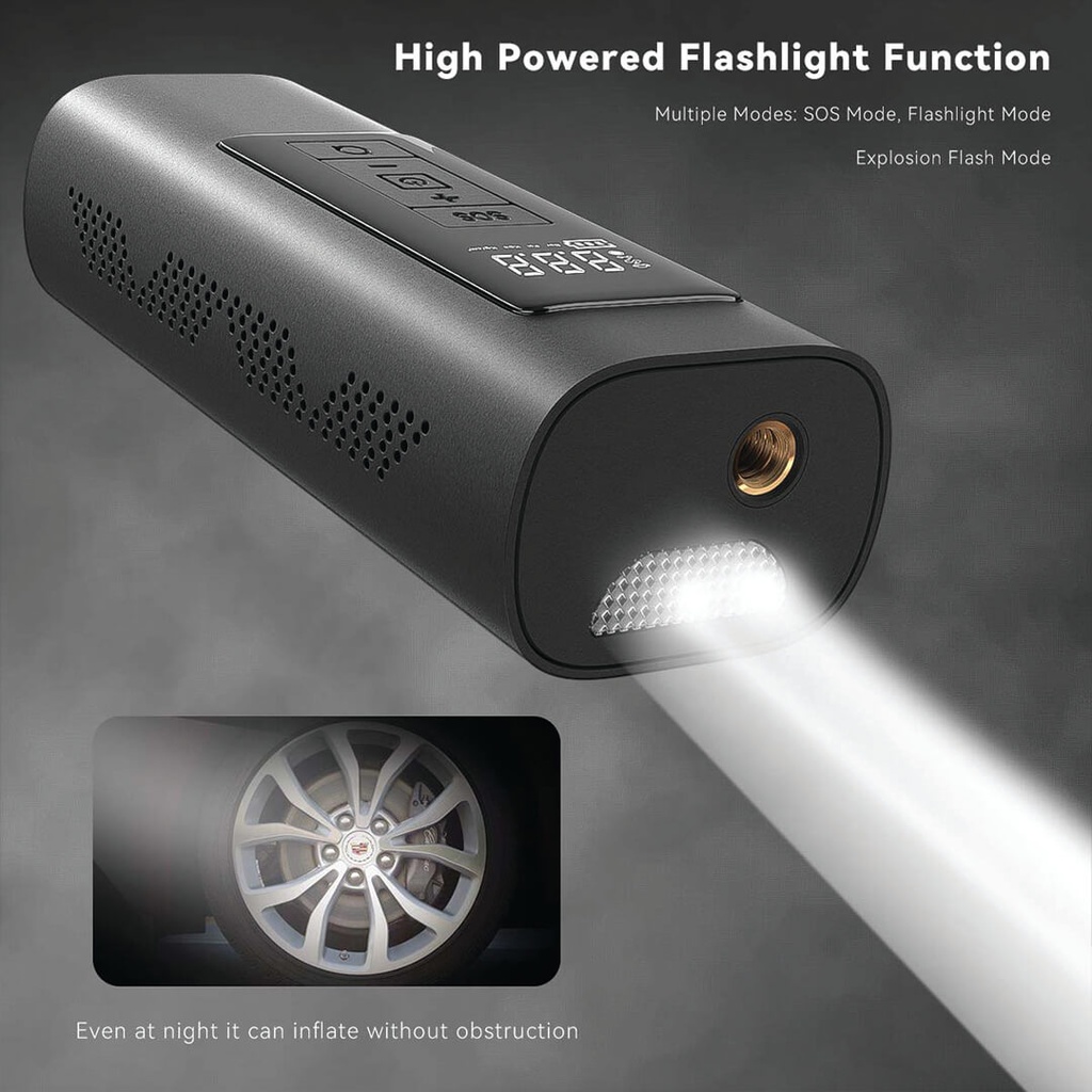 7MD Smart Air Pump System | Quick Inflation | Compact & Portable | Long Battery Life | Multiple Nozzles | LCD Display | LED Flashlight | 12 Months Warranty |