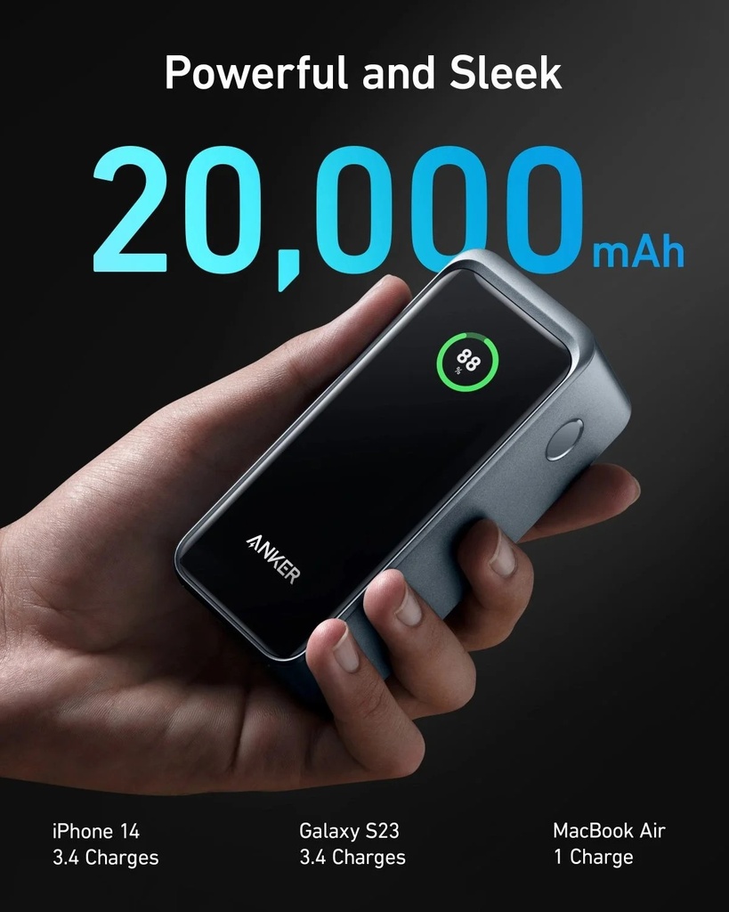 Anker Prime 20,000mAh Power Bank (200W) Multi Device Fast Charging Smart Display (A13360B1/A1336011)