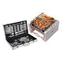 2 in 1 Stainless Steel BBQ Tools Set with Aluminum Case + Suitcase Folding Carbon Oven BBQ Grill (LX26+TXZ-WK310096-1)