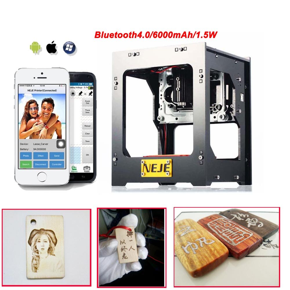DK-BL 1500mW mini DIY Laser Engraving Machine Print Engraver Bluetooth 4.0 with High Precision for iOS iPhone Laptop PC