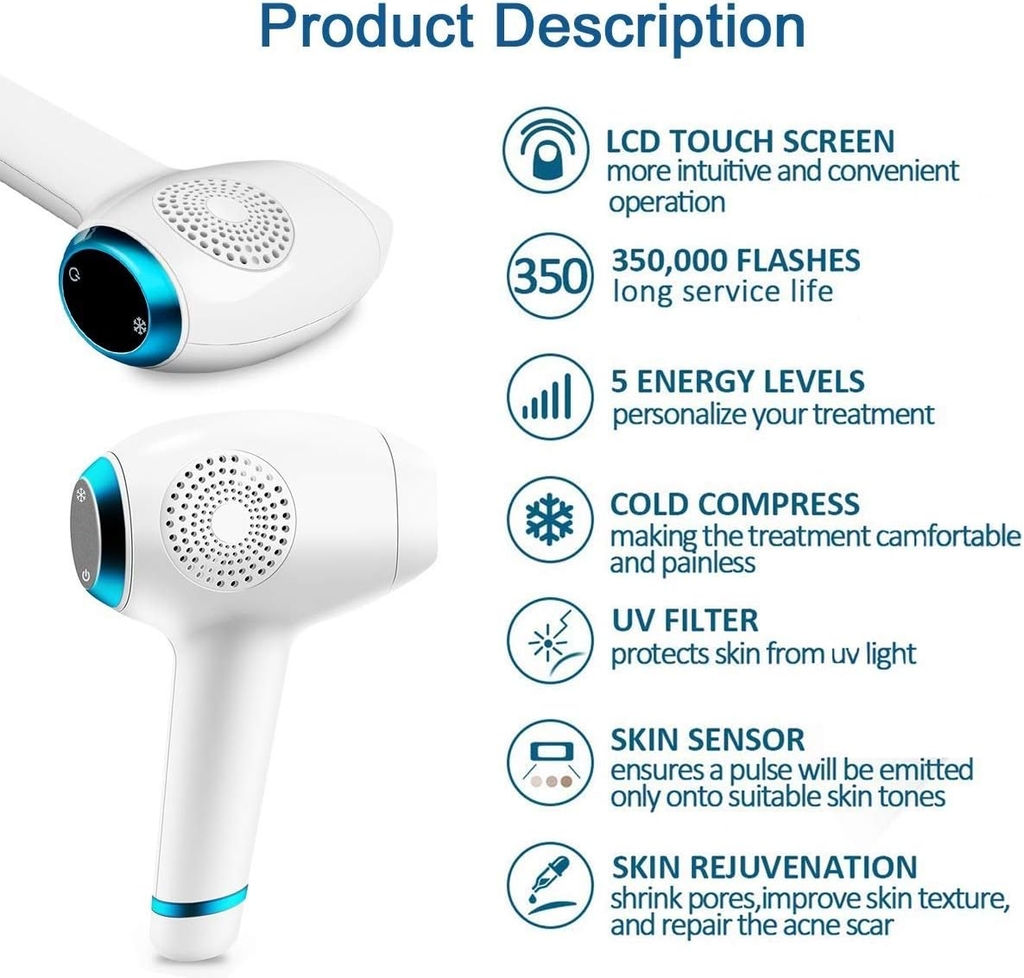 7MD Professional Laser Hair Removal Device With Ice-Cool Technology, Suitable For Whole Body | M1201C |