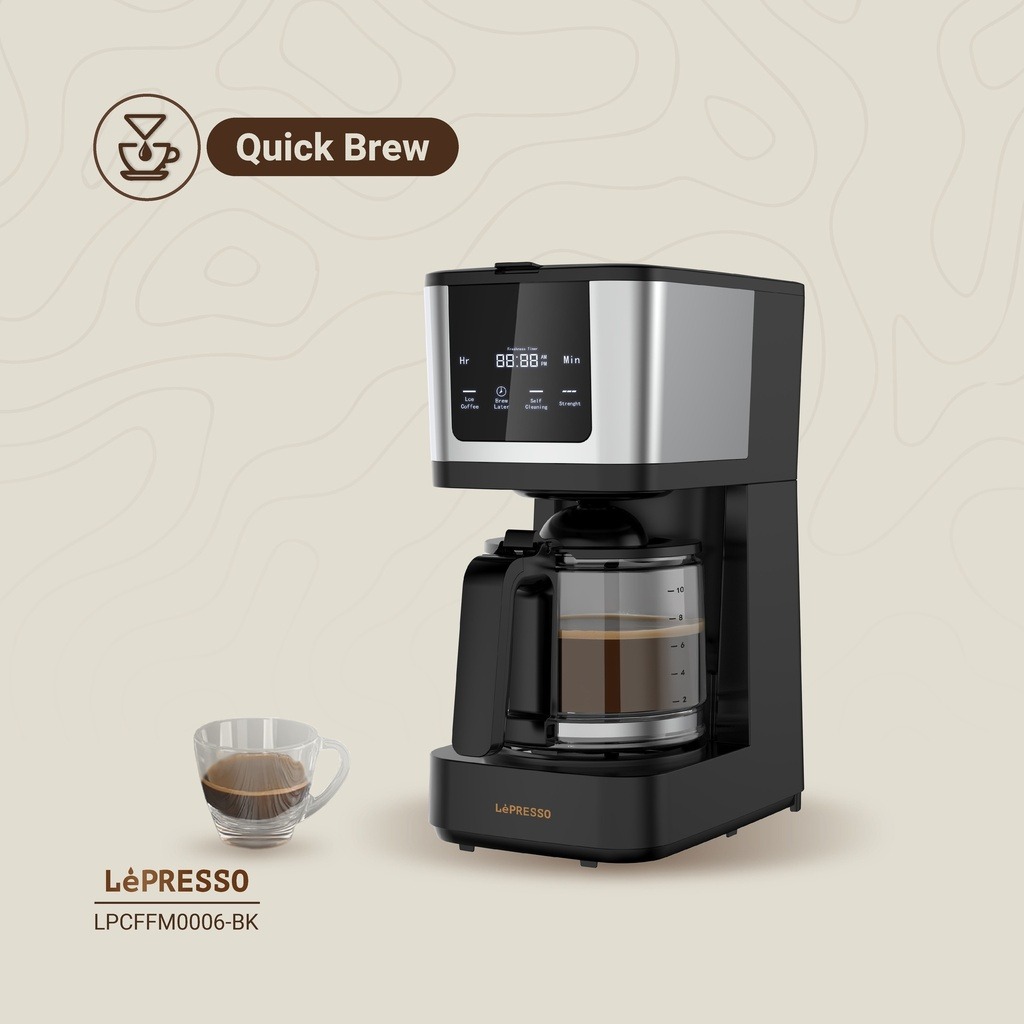 LePresso Rich Brew Coffee Machine with Interactive Touch Display, 50-60Hz Rated Frequency and UK 3-Pin Power Plug |LP006||LPCFFM0006-BK|