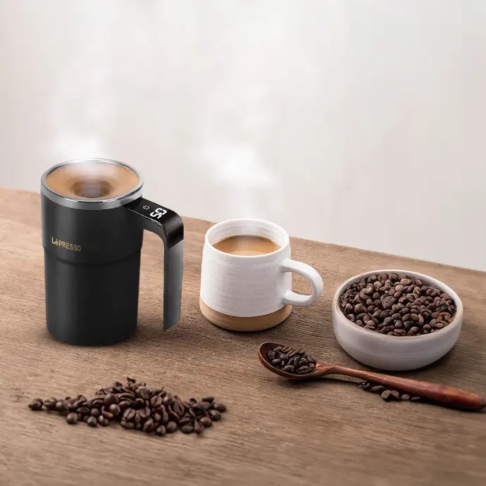 LePresso Stirmagic Auto Stirring Mug Type-C Charging Port Touch Control 304 Stainelss Steel  - Black |LP018||LPCFFM0018|