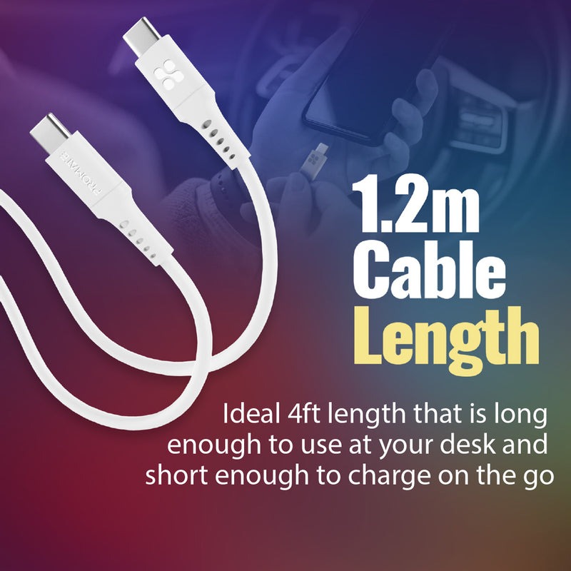 Promate 60W Power Delivery Ultra-Fast USB-C Soft Silicone Cable |PowerLink-CC120|
