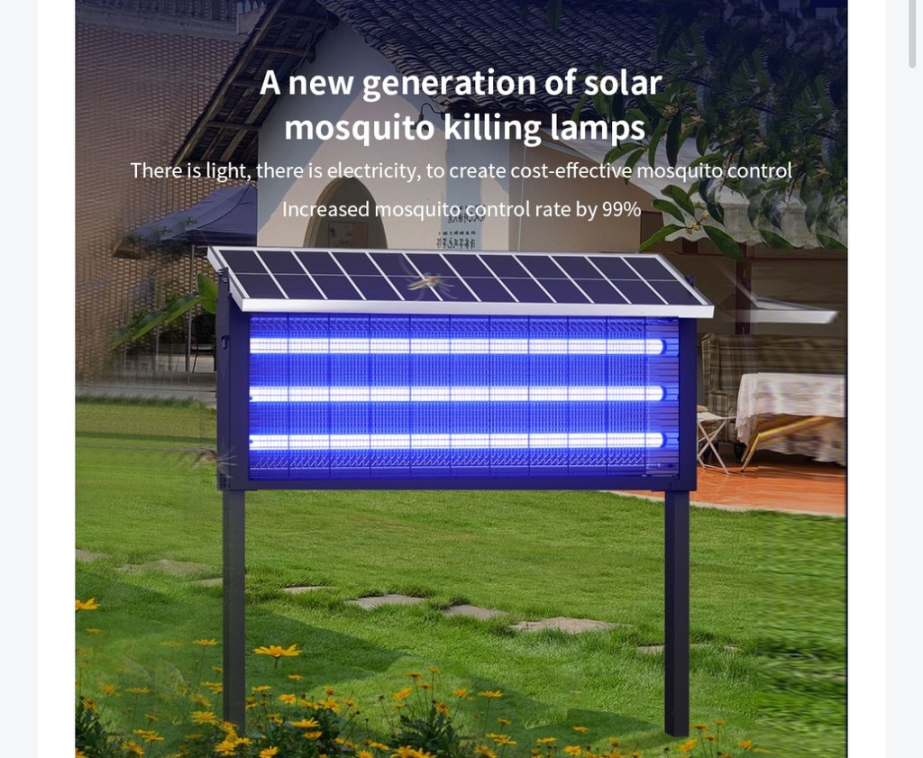 7MD Solar Powered Mosquito Killer 24W Large Sized Rechargeable Intelligent Design Energy Conservation Durable with High Voltage Insect Elimination |7MD-917|