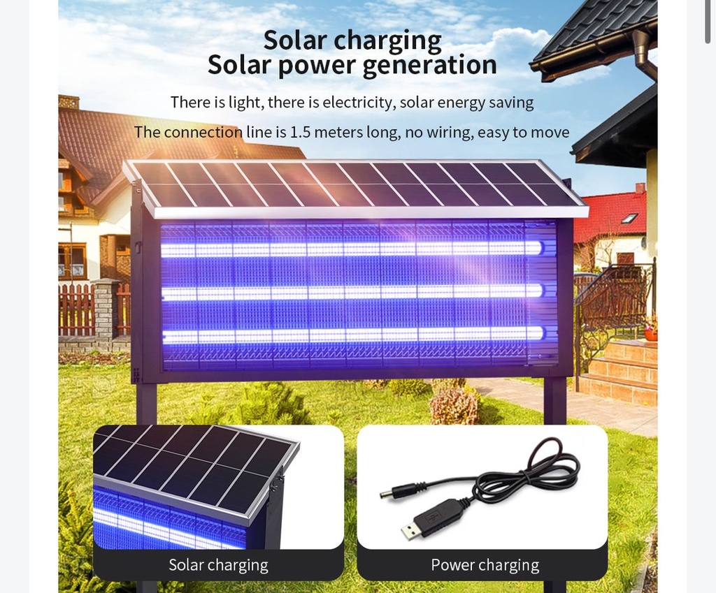 7MD Solar Powered Mosquito Killer 24W Large Sized Rechargeable Intelligent Design Energy Conservation Durable with High Voltage Insect Elimination |7MD-917|