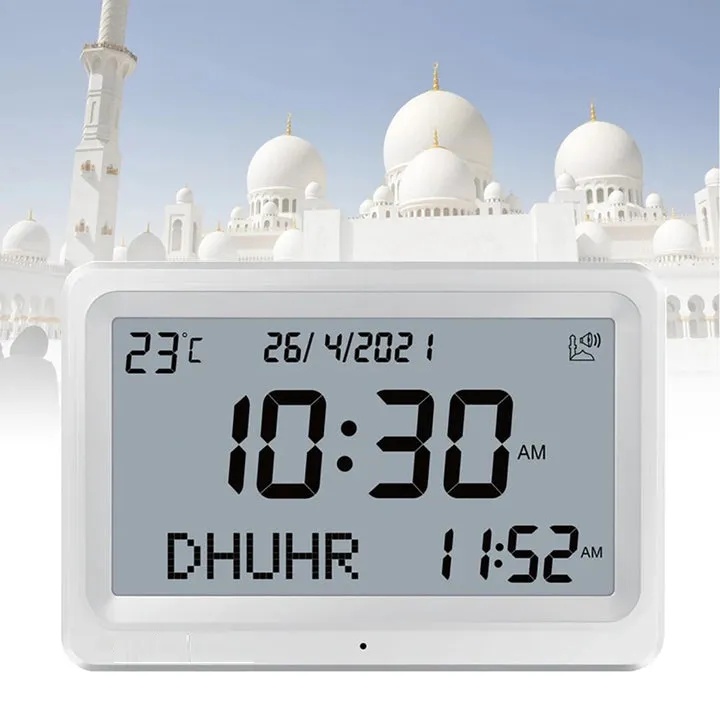 7MD Package Contains 1 x 7MD Wall Quran Speaker 1 x 7MD Long Lasting Perfume and 1 x 7MD Azan Clock With Prayer & Azan Reminders