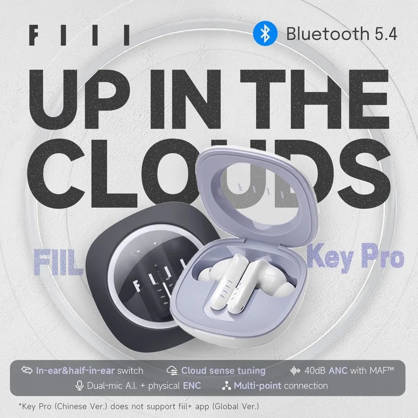 FIIL Key Pro 2 Wireless Earbuds – Bluetooth 5.4, In-Ear & Half-In-Ear Design, 40dB Noise Cancelling, Dual Mic, IPX5, Fast Charging, Low Latency, 30H Battery Life | f049 |