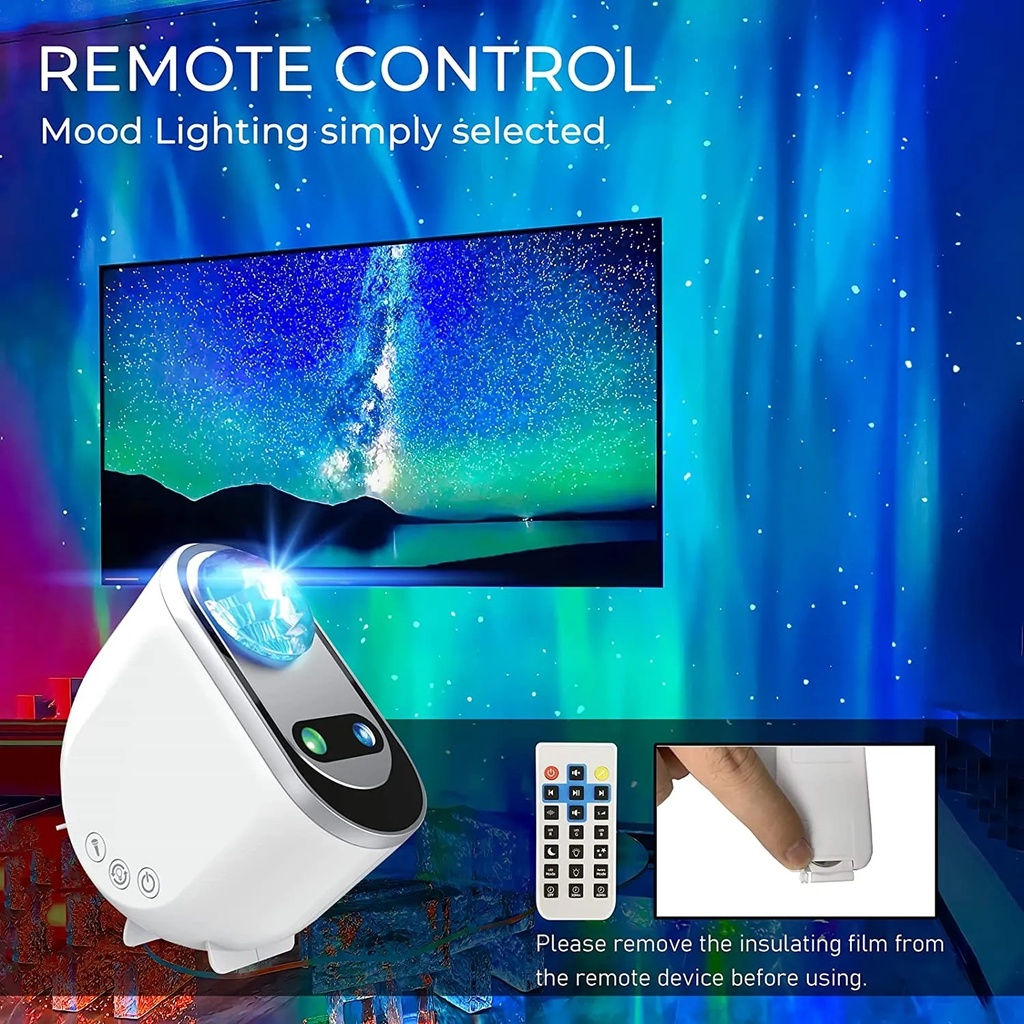 SANDOKEY Galaxy Projector – LED Northern Lights & Star Projector with Built-in Speaker, 6 White Noise Modes, Night Light for Kids Bedroom