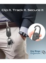 Promate Smart Carabiner Keychain – Apple Find My Compatible, IP67 Water-Resistant, Rechargeable Battery, 90dB Sound Alert, 50m Range, Ideal for Bags, Pet Collars, Keys & Luggage | TagChain |