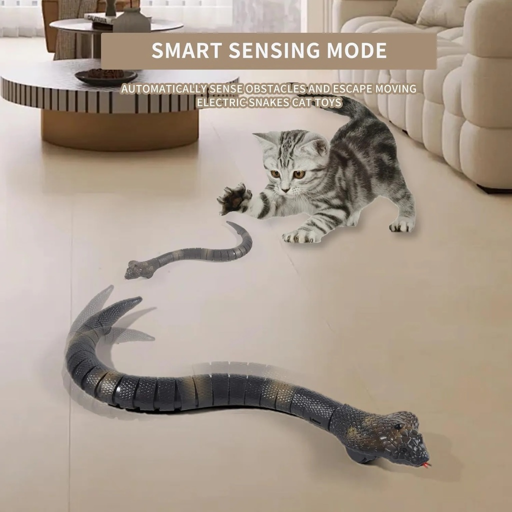 A&T TOY Realistic Remote Control Cobra Snake Toy – Rechargeable RC Snake with Smart Sensing & Infrared Controller, 16-Inch Prank & Cat Toy, Gift for Kids Ages 6+