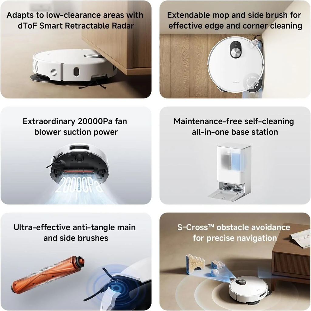 Xiaomi Robot Vacuum 5 – 20,000Pa Strong Suction, LDS Navigation, Anti-Tangle Brush, All-in-One Dock, Smart App & Voice Control | OV31GL |