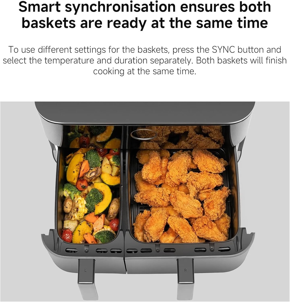 Xiaomi Dual Zone Air Fryer 10L – 2 Baskets (3.5L + 6.5L), 2700W, 6-in-1 Functions: Air Fry, Roast, Bake, Grill, Reheat, Dehydrate | MAF-D1001 |