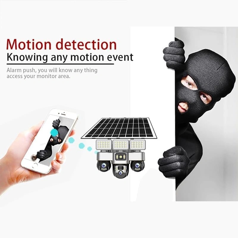 V380 Pro 4G Solar Security Camera – Triple Lens PTZ System, 360° Coverage, Night Vision & IP66 Waterproof | VTS30A-G-F |