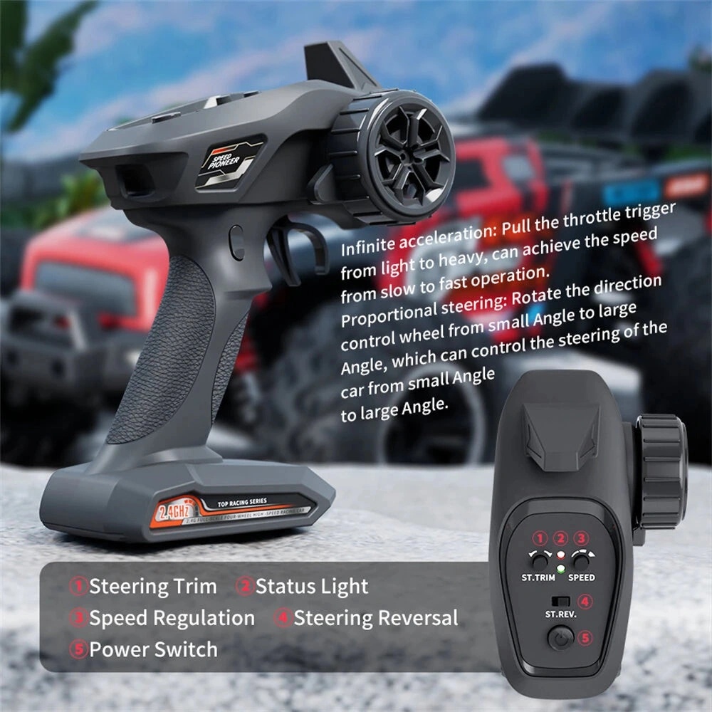 Wild Storm Brushless RC Car 1/16 Scale 4WD 50km/h Speed 1500mAh Battery 2.4GHz Remote Control All-Terrain Off-Road Racer - Metal Reinforced High-Speed Remote Control Car | HW8810 |