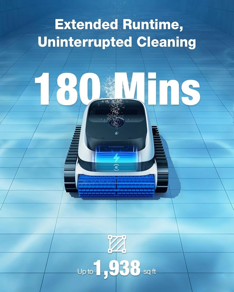ECOVACS ULTRAMARINE P1 Cordless Pool Cleaner Robot 4800GPH Suction 180-Min Runtime SmartNavi App Control - Automatic Floor and Wall Pool Vacuum | SWB11 |