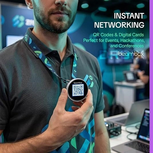 NIKKO Dynamic Electronic Badge 1.8-Inch IPS Touchscreen Bluetooth 5.4 Programmable GIF & Video Display - Smart Digital Wearable for Cosplay, Events & Conferences
