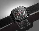 CIGA Design Series C Automatic Mechanical Watch 40mm Skeleton Dial Seagull Movement Sapphire Crystal - Square Stainless Steel Wristwatch | Z011 |