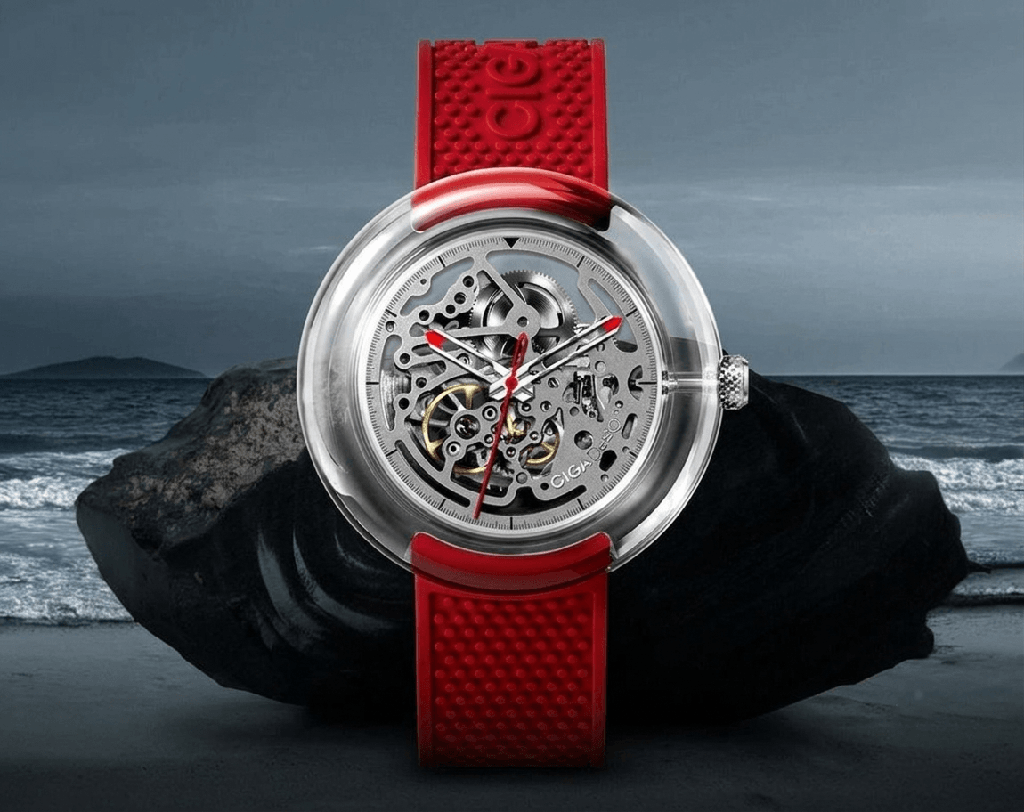 CIGA Design T-Series Mechanical Watch 44mm 360° Transparent Skeleton Dial 3ATM Water Resistance - Automatic Unisex Silicone Strap Watch | T011-TR90 |