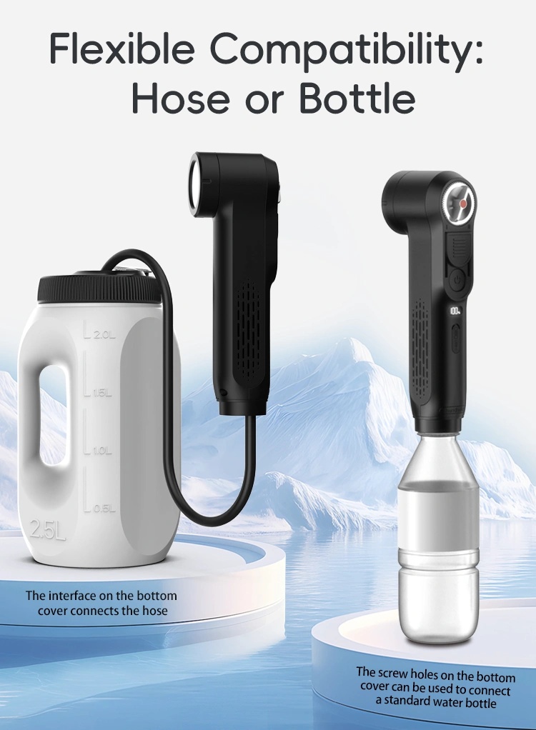 Portable Water Jet & Beam Bidet with LED Display, 1600mAh Rechargeable Battery, IPX6 Waterproof, 1.2M Hose - Handheld Bidet Unit Only (Water Bottle Not Included) | JP121-PB-S25C |