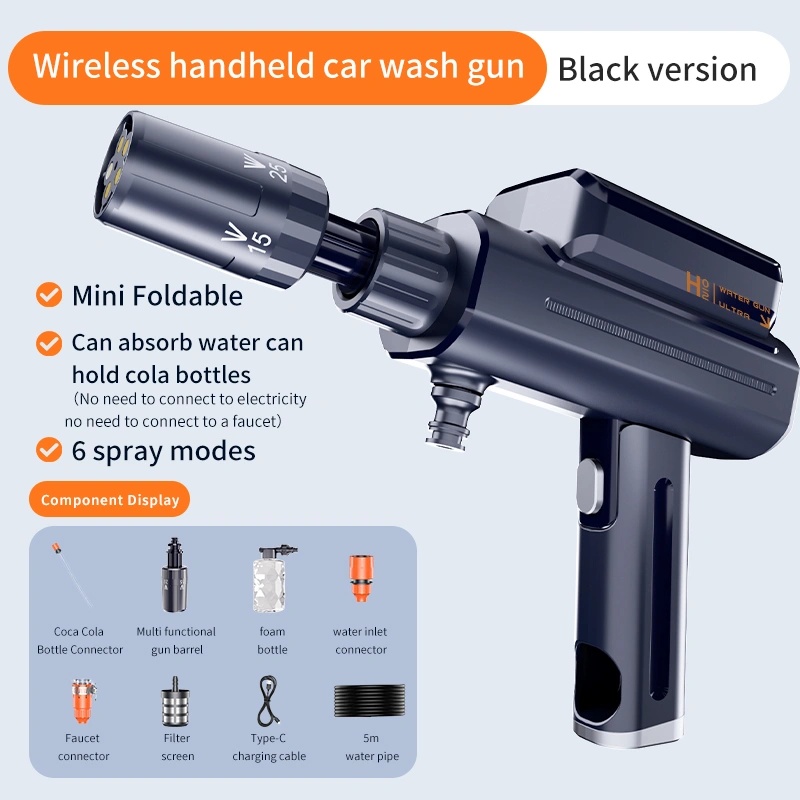 Foldable Cordless Lithium Car Pressure Washer with 6 Spray Modes, 1MPa Pressure, USB-C Rechargeable & Multi-Water Source Design | X9 |
