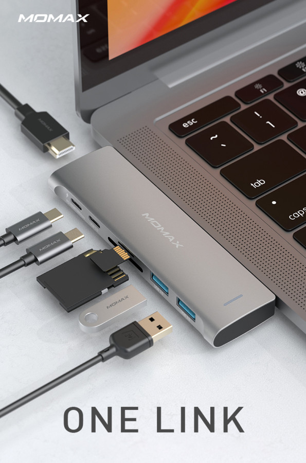 Momax One Link 7-in-1 Dual USB-C Hub DH12