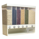 6 In1 Kitchen Wall Mounted Assorted Grain Rice Bucket Tub Cereal Dispenser Dry Food Storage Container