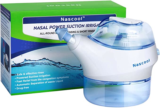 Nascool Nasal Irrigator – Drug-Free Solution for Nasal Congestion, Safe & Hygienic, Quick & Efficient Relief, FDA Approved, Pre-Measured Single Doses, Includes 50 Salt Packets & Measuring Cup