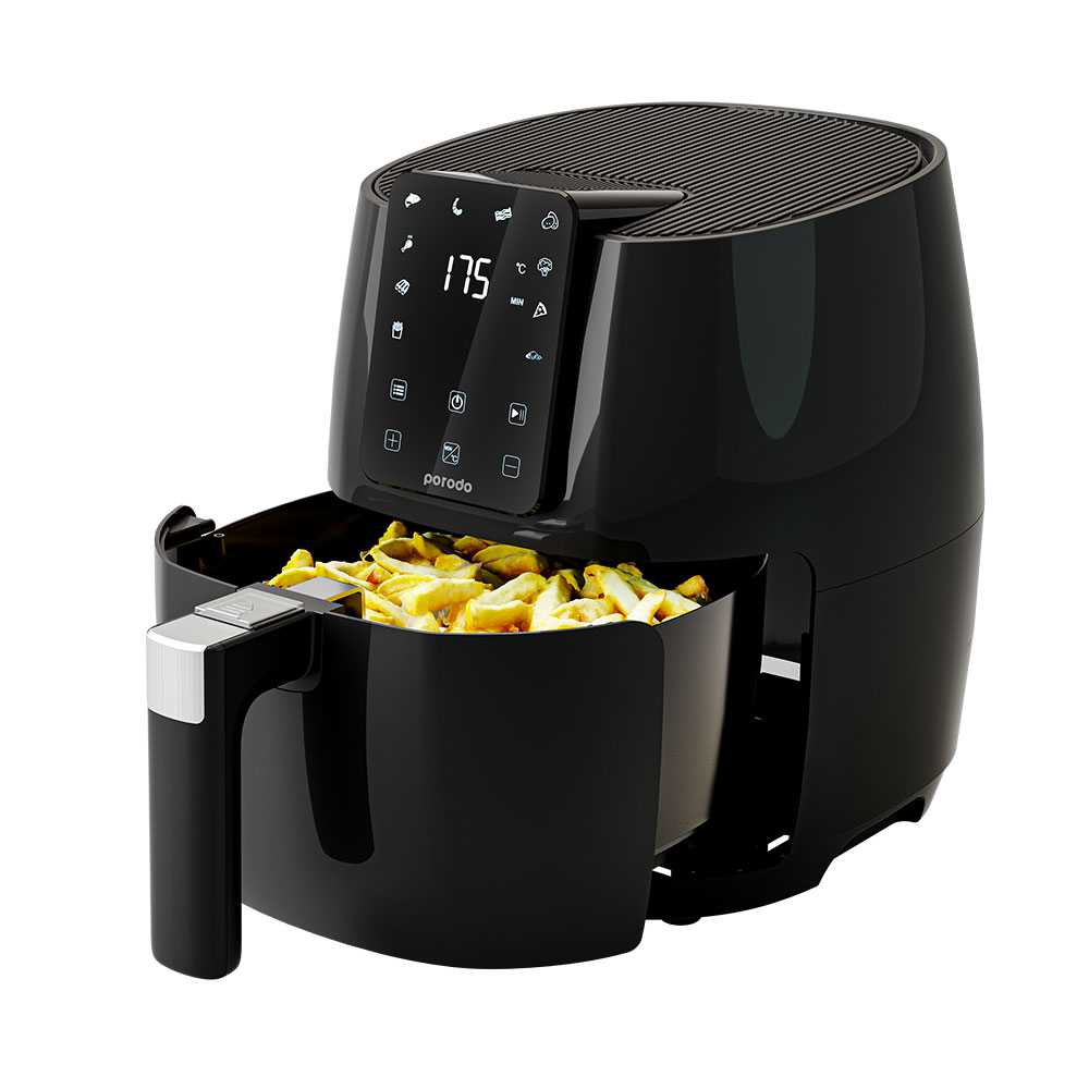 Porodo Advanced Air Fryer | Multi-Functional Fry, Bake, Grill and Roast | Automatic Shut Off | Touch Display | Air Flow Technology | 12 Months Warranty | PD-LSARFR-BK |
