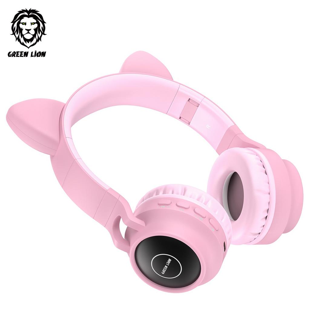 Green Lion Kids Headphones | 5 Hours Play Time | TF Card & AUX Ports | BT 5.0 | Safe Sound | Premium Quality | 2 Years Warranty | GNKIDWIRHPPK |