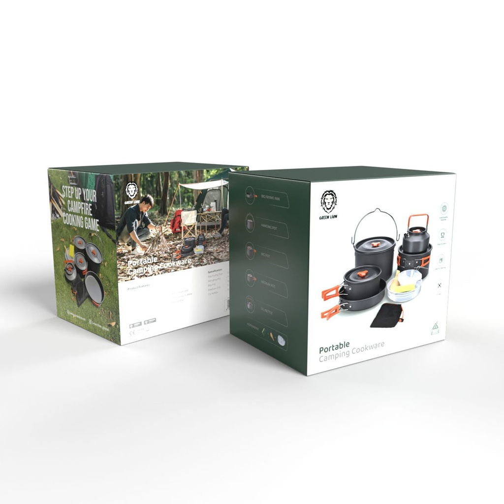 Green Lion Camping Cookware Set - OrangeBlack | GNCMPCKSETOBK |