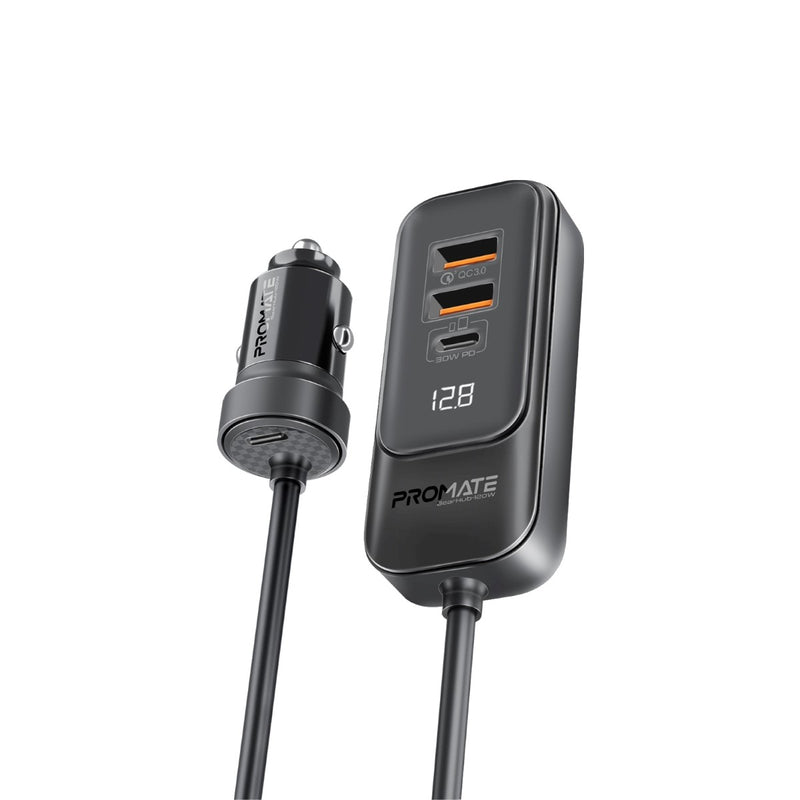 شاحن سيارة RapidCharge™ بقدرة 120 واط مع موزع شحن متعدد المنافذ للمقاعد الخلفية من بروميت | GearHub-120W |