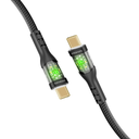 كابل شحن فائق السرعة بقدرة 60 واط مع دعم Power Delivery ‏USB-C بتصميم شفاف وإضاءة LED بطول 2 متر من بروميت | TransLine-CC200 |