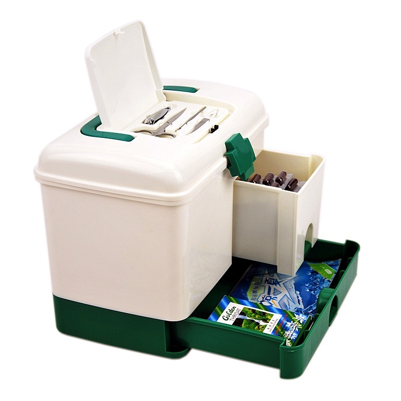 Plastic Multifunctional Medical Storage Box Family Medicine Cabinet Multilayer Aid Kit Portable Home Square Gloss Medical Kit