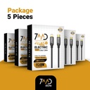 باقة 7MD تحتوي على 5 كابلات شحن ونقل بيانات بطول 1.5 متر من سبائك الزنك مع تقنية PD 30W Type-C إلى Lightning |7MD2450|