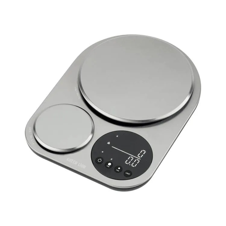 Green Lion Dual Kitchen Scale Digital Display Stainless Steel Food Weight Scale 5KG Max Load with Large and Small Platforms Use & Tare Function | GL-SL1||GNDUALKSSL|