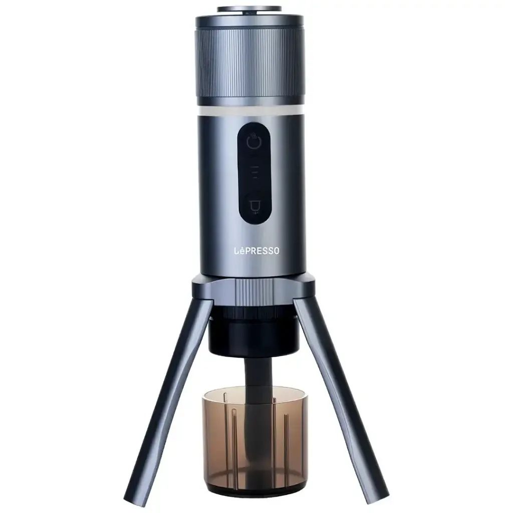 Lepresso Brewjet Portable Espresso Maker – 12V/220V Compact Coffee Brewer, 80mL Capacity, One‑Touch Operation, Compatible with Capsule & Ground Coffee | LPPECFFMGY |