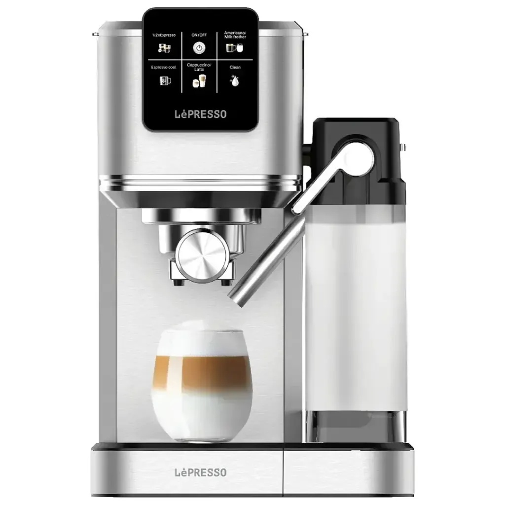 LePresso Latteo Coffee Machine – Hot & Cold Brewing, Milk Frother, 20 Bar, 1350W, 1.2L Water & 1L Milk Tanks, Digital Touch | LPCFFTEM0071-SL |