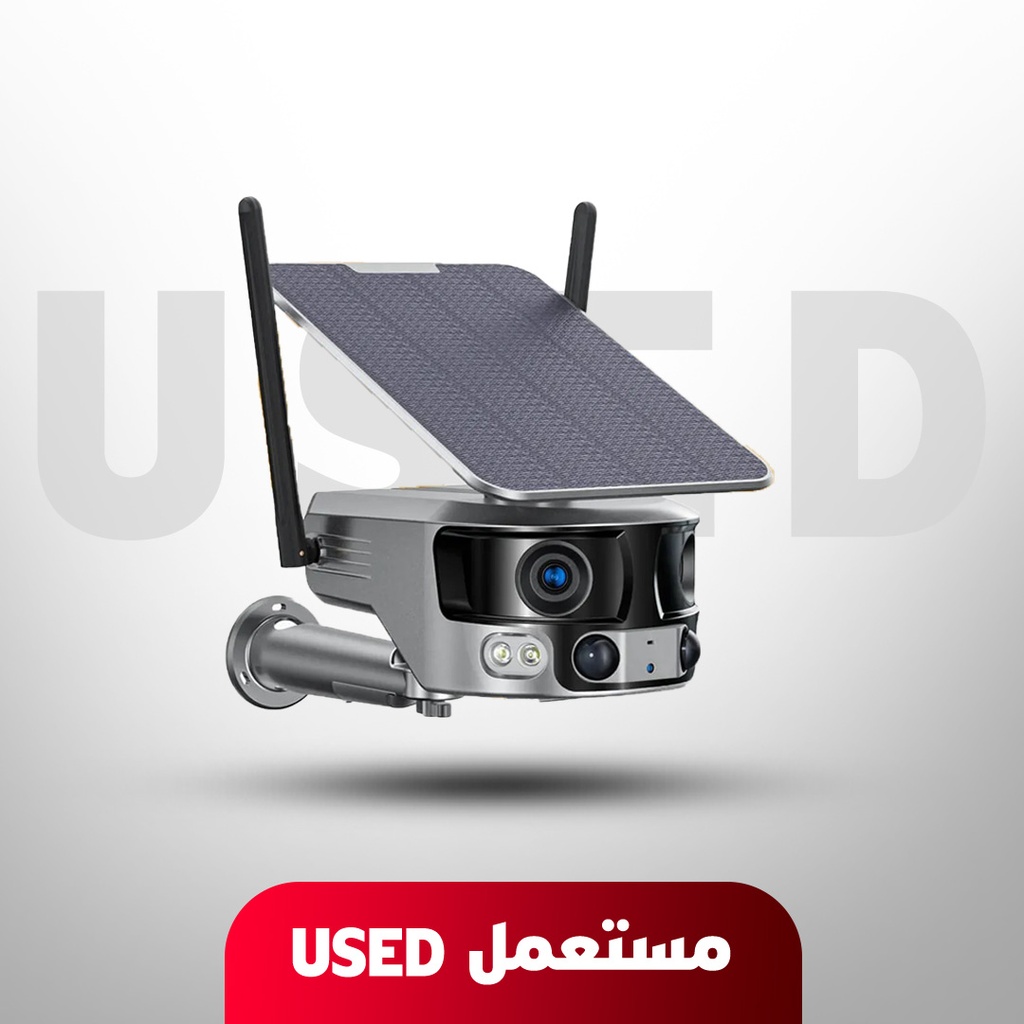 🚨 مستعمل 🚨 المراقب | كاميرا مراقبة خارجية تعمل بالطاقة الشمسية من 7MD | دقة جودة 4K | ثنائية العدسة بزاوية عرض 180 درجة | رؤية ليلية | تدعم بطاقة SD | إستشعار الحركة | التحكم عبر التطبيق | مقاومة للماء | 🚨 غير خاضع للضمان 🚨