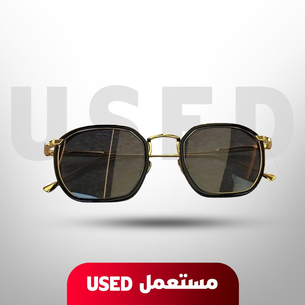 🚨 نموذج عرض محل 🚨 نظارة شمسية فاخرة من حمد ستور للجنسين – إطار أنيق باللونين الأسود والذهبي مع عدسات داكنة وتصميم عصري مع علبة حماية 🚨 غير خاضع للضمان 🚨