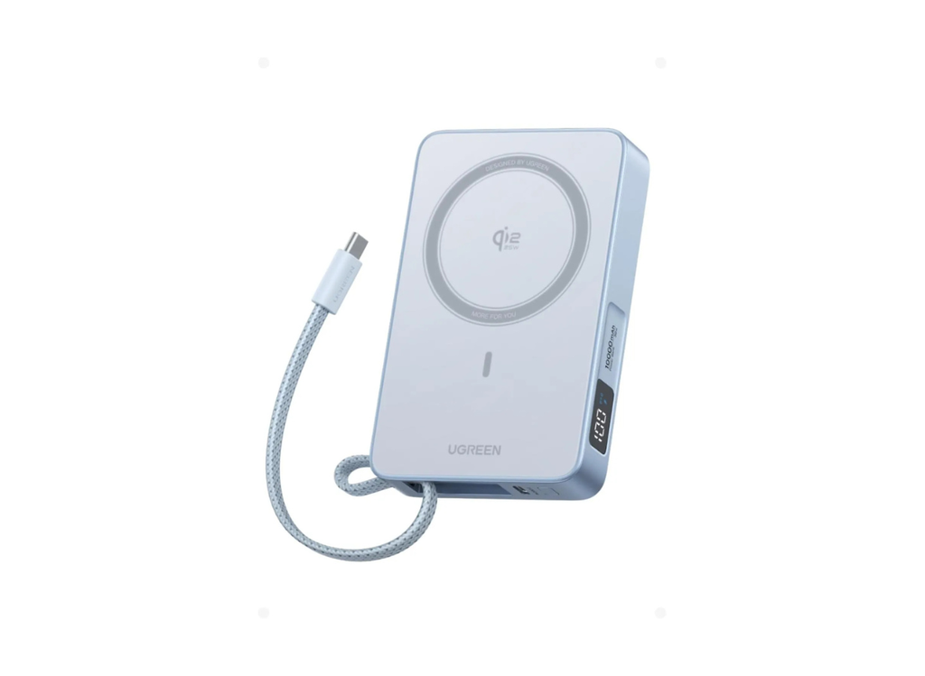 باور بانك مغناطيسي MagFlow Qi2 من يوغرين – شحن سريع 25W MagSafe، سعة 10000 مللي أمبير، كابل USB-C مدمج 30W، شحن لاسلكي لهواتف iPhone 17 | PB773 \ 65958B |