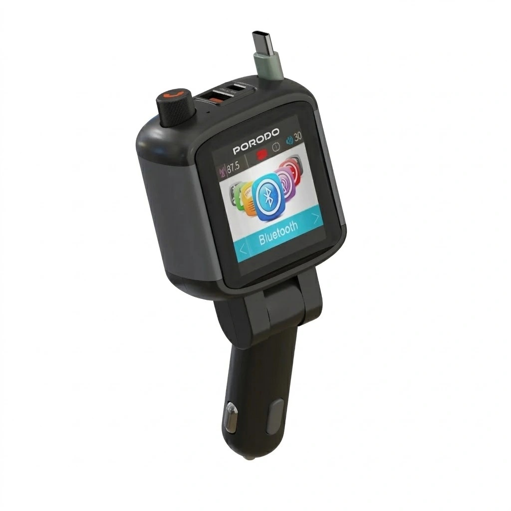 Porodo Voltrush Multi-Port USB Car Charger with TFT Display & Retractable Cable | PDCCR36 |
