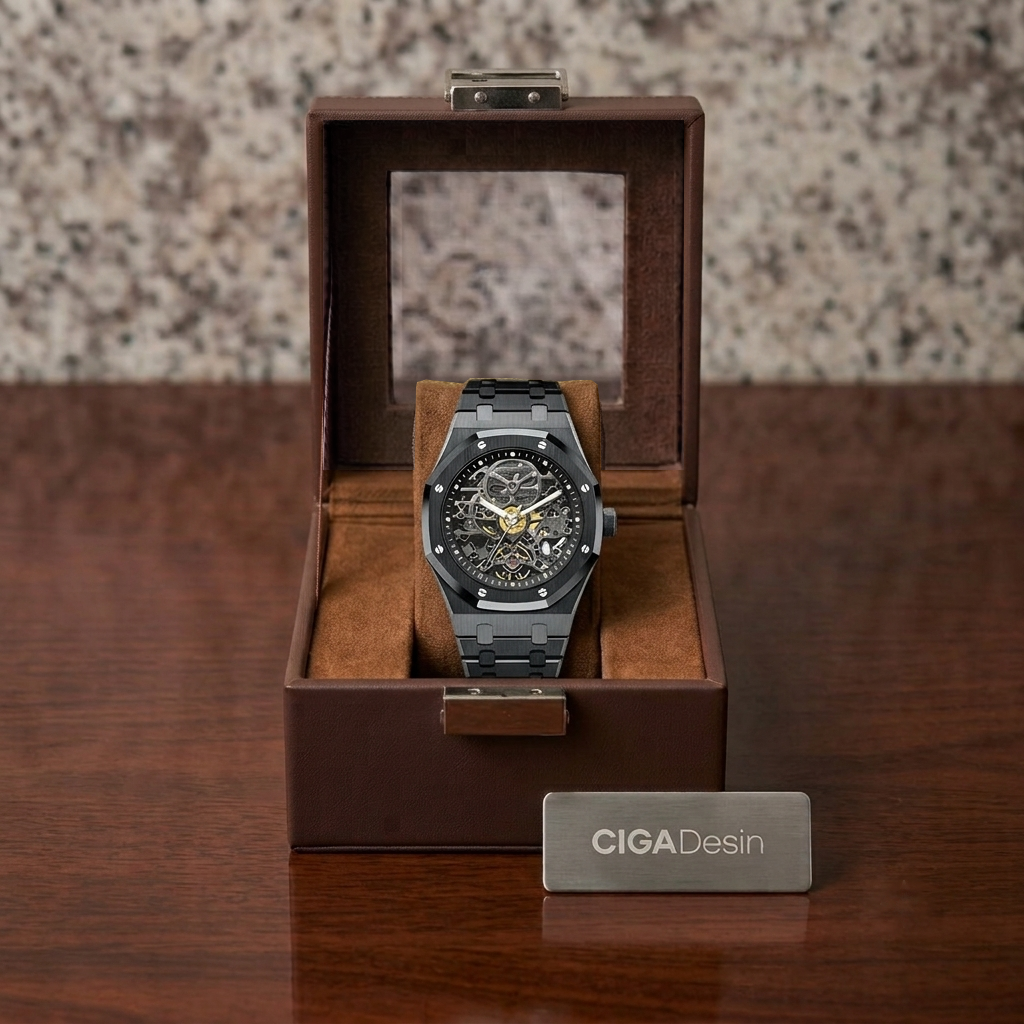 GEYA G-MAX Series Automatic Mechanical Watch Stainless Steel Skeleton Dial Sapphire Crystal Waterproof Luminous Men's Watch