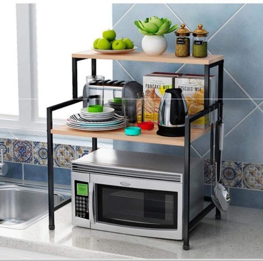 [7574] Small Space Kitchen Rack Organizer With Top Shelf With Sandalwood