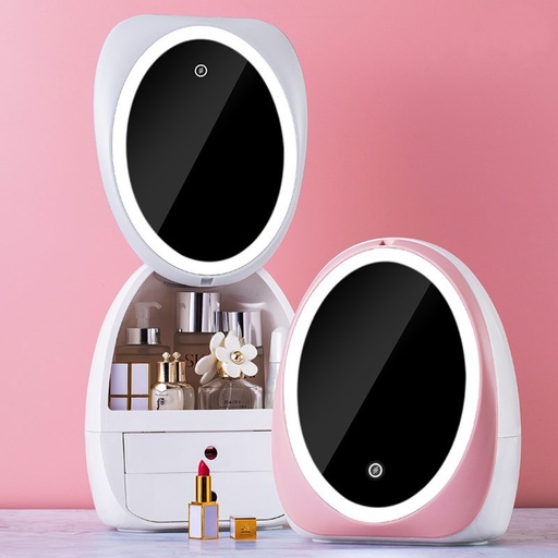 [2009] Led Light Makeup Organizer HD Mirror Cosmetics Box