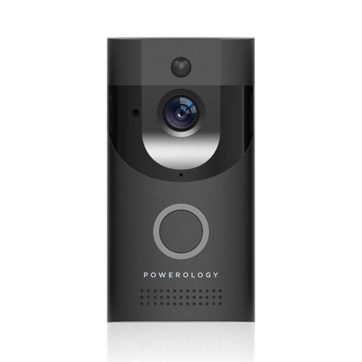 [2041] Powerology Smart Video Doorbell with Night Vision and Motion Sensor 1080P HD WiFi Two-Way Audio IPX4 Weather Resistant 160 Degree Wide Angle View |PSVDBBK|