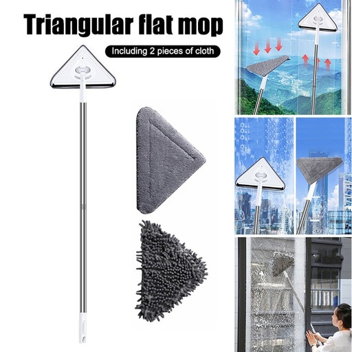 [9182] Multifunction Triangle Dust Mop Household Window Wiper | Adjustable Length | Wet & Dry Use | Non-Slip Handle | 360 Degree Rotation | Comfortable & Effective Cleaning |